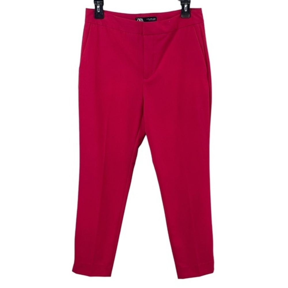 Zara Red High Rise Tapered Trouser Pants Sz 4